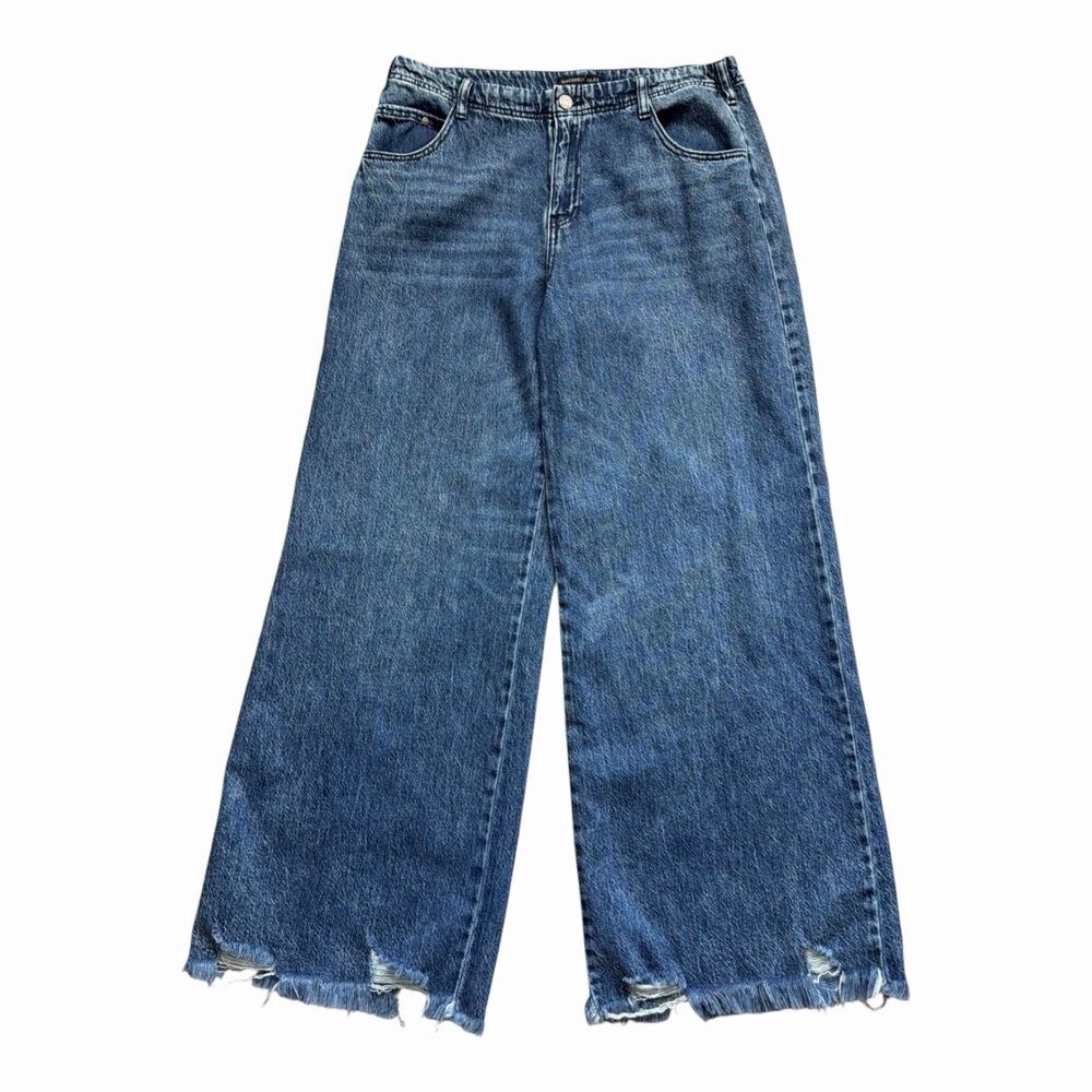 Sincerely Jules Wide Leg Jeans Women 11/30 Frayed Distressed Hem Baggy Loose Fit - Picture 1 of 10
